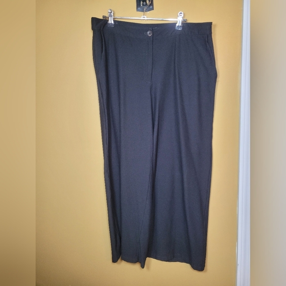 Eileen Fisher Black Imported Stretch Button Zip Pants sz 12 R18TL - Picture 1 of 12